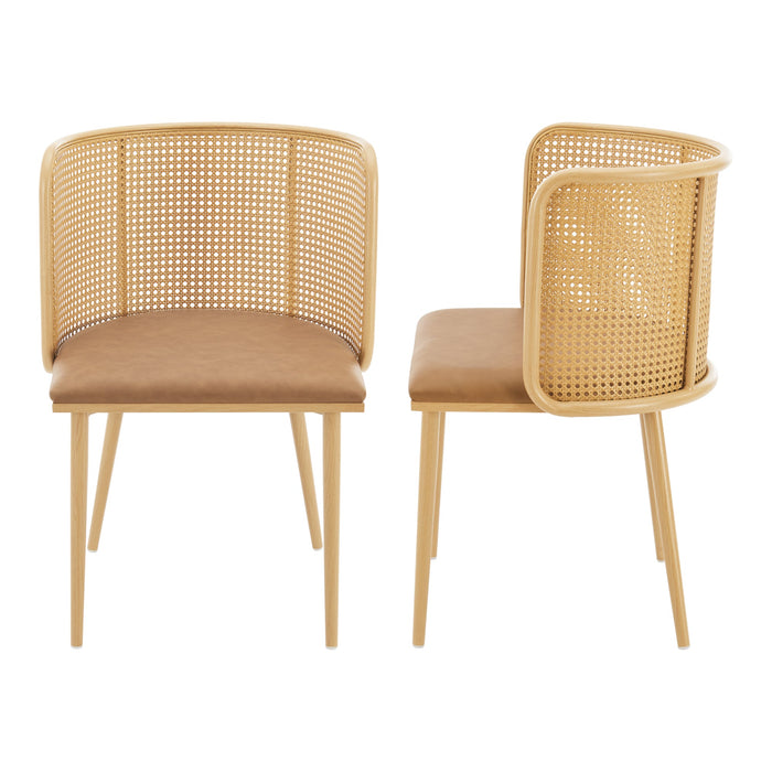 Set di 2 sedie per sala da pranzo 75 x 52 x 49 cm marrone 03_0006723