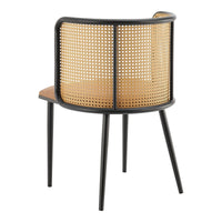 Set di 2 Sedie 'Flen' Sedute in Similpelle Schienale in Rattan - Marrone / Nero [en.casa]