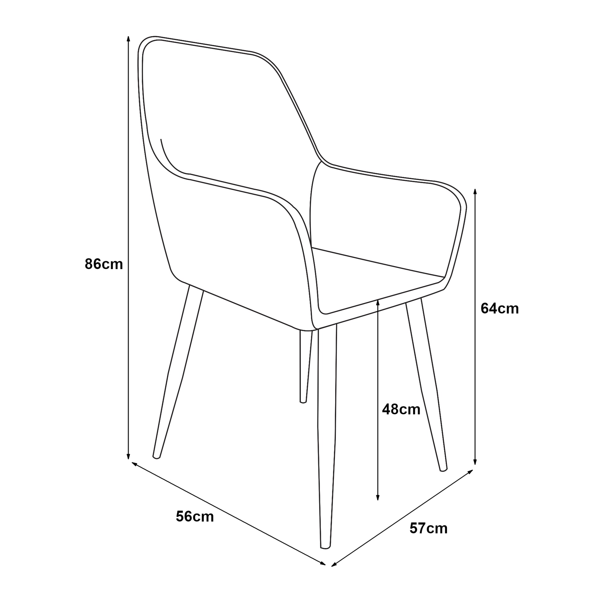 Set da 4 Poltrone Hollola Sedie per Sala Pranzo Effetto Velluto Turchese [en.casa]