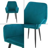 Set da 6 Poltrone Hollola Sedie per Sala Pranzo Effetto Velluto Turchese [en.casa]