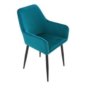 Set da 2 Poltrone Hollola Sedie per Sala Pranzo Effetto Velluto Turchese [en.casa]