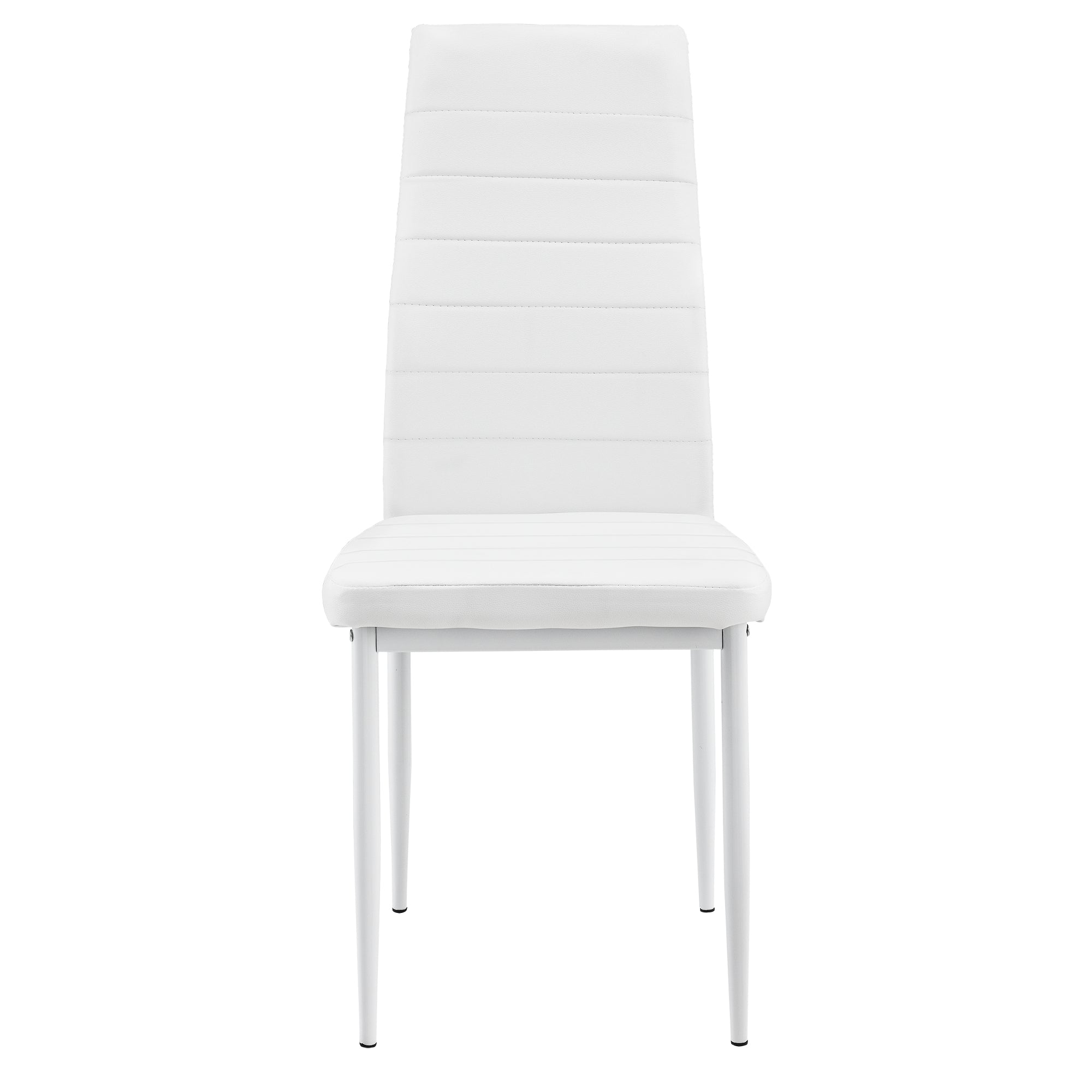 Set Tavolo da Pranzo con 4 Sedie Imbottite Schienale Alto Similpelle - Bianco [en.casa]