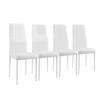 Set Tavolo da Pranzo con 4 Sedie Imbottite Schienale Alto Similpelle - Bianco [en.casa]