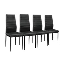 Set Tavolo da Pranzo con 4 Sedie Imbottite Schienale Alto Similpelle - Nero [en.casa]