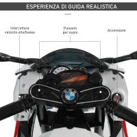 Moto Elettrica per Bambini 3-8 Anni con Licenza BMW, Batteria 12V, Rotelle e Luci, 110x47x69 cm