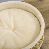 Lettino per Cani e Gatti di Piccola Taglia in Truciolato con Fondo Rialzato e Cuscino, Ø48x24.5 cm