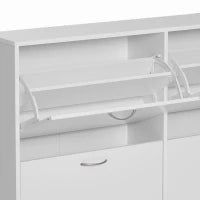 Scarpiera Salvaspazio in Legno per Camera e Ingresso, Capacità 24 Scarpe, 120x24x81cm Bianco