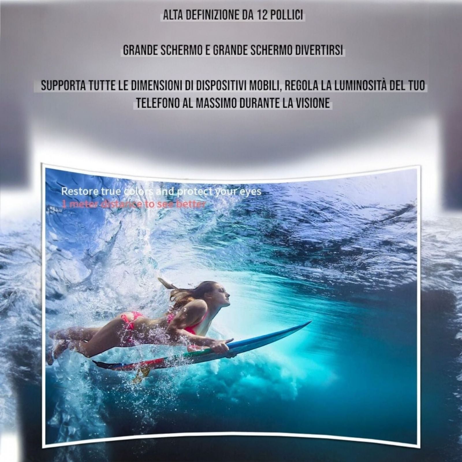 Supporto Lente Ingrandimento Schermo per Smartphone Telefono Curvo  12" 3D