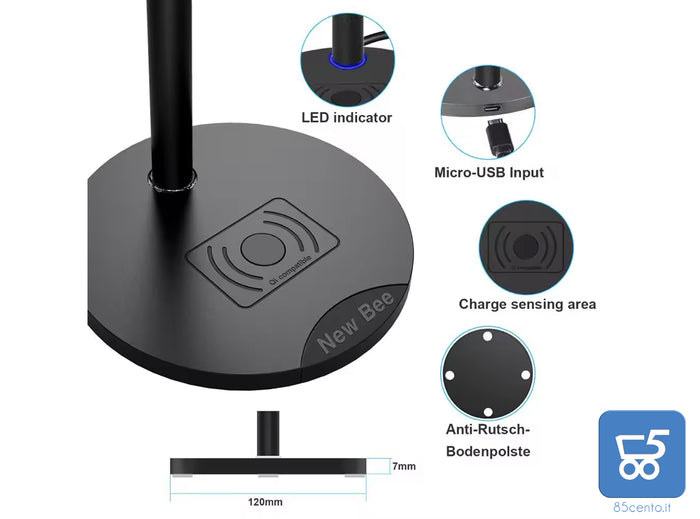 Supporto per Cuffie con Funzione 2 in 1 New Bee NB-Z4 con Pad di Ricarica Rapida Wireless per Smartphone - Confezione rovinata