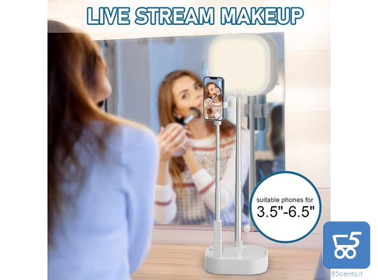 Supporto per telefono portatile wireless Luce di riempimento a LED dimmerabile pieghevole con telecomando - Confezione rovinata