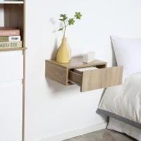 Set 2 Comodini Sospesi in Legno, Design Moderno, 40x30x15cm - Color Legno