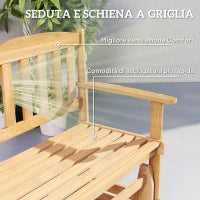 Panchina da Giardino a Dondolo da 2 Posti con Braccioli in Legno di Abete, 132x51x95.5cm, Colore Legno