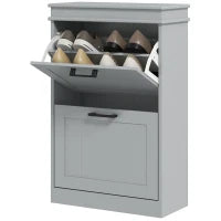 Mobile porta scarpe, 2 porte abbattibili, ripiani regolabili, per ingresso, corridoio, 54 x 24 x 82,5 cm, grigio