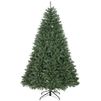 Albero di Natale Artificiale da 210 cm con Rami a Cerniera e Base in Metallo Pieghevole, Verde