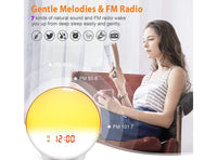 Sveglia da Comodino Digitale Luminosa Smart per Bambini Luce Notturna Led con Doppia Sveglia FM Radio 7 Colori 7 Suoni Naturali - Demo espositiva priva di confezione