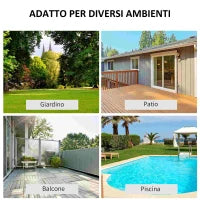 Salotto da Giardino, Divano da Giardino, Set Mobili da Esterno con Poltrona da Giardino in Metallo e Poliestere, Bianco e Blu