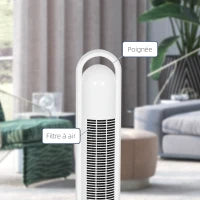 Ventilatore a Colonna 55W con 3 Velocità, Telecomando, Timer 24h, Oscillante, Modalità Sonno, Bianco