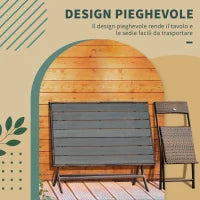 Set Tavolo e Sedie da Giardino 7pz Tavolo da Giardino con 6 Sedie Pieghevoli Mobili da Esterno Polyrattan