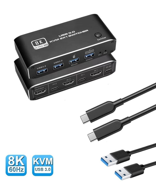 Switch KVM 2 Porte HDMI 4 USB 3.0 4K 8K ULTRA HD tastiera mouse QZK5