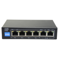Switch PoE 4 porte PoE + 2 Uplink RJ45 Velocità fino a 1000 Mbps su tutte le porte<br />Fino 60W in totale per tutte le porte