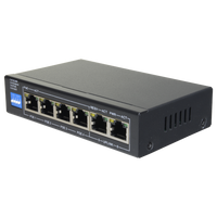 Switch PoE 4 porte PoE + 2 Uplink RJ45 Velocità fino a 1000 Mbps su tutte le porte<br />Fino 60W in totale per tutte le porte