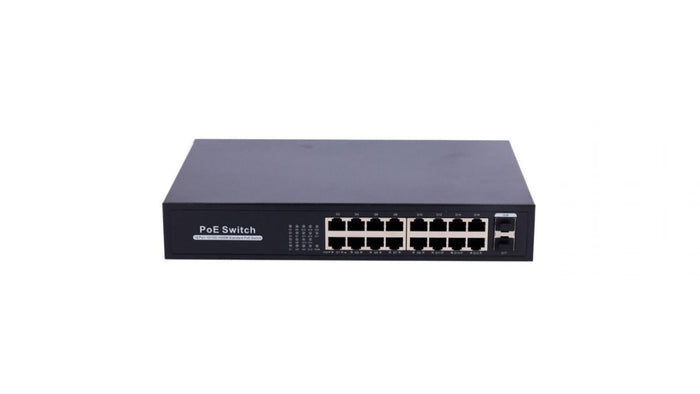 Switch PoE da tavolo Ethernet PoESw itch 16 PoE+ GEports RJ45 2 GESFP Uplink 16x 10/100/1000Mbps