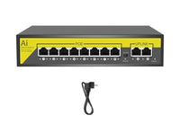 Switch di rete PoE ethernet 8 porte POE + 2FE RJ45 10/100Mbps 120W Art.88414