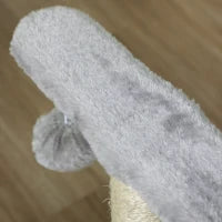 Albero Tiragraffi per Gatti in Peluche con Palo in Sisal, Cuccia e 2 Palline, 40x30x43cm, Grigio