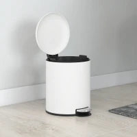 Bidone Immondizia a Pedale da 5L con Coperchio a Chiusura Morbida, in Metallo e PP, 26.5x21x28 cm, Crema