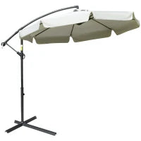 Ombrellone da Giardino a Braccio in Metallo e Poliestere con Apertura a Manovella, Ø2.7x2.7 m, Beige