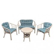 SALOTTO IN RATTAN COLORE BIANCO E AZZURRO TURKS 2 P C/CUSCINI