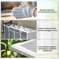 Casetta da Giardino in Resina con Pavimento, 2 Porte con Blocco, Finestra, 2.4 x 1.3 m, Grigio