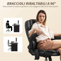 Poltrona da Ufficio Massaggiante a 4 Punti con Riscaldamento e Braccioli Ribaltabili, Nero