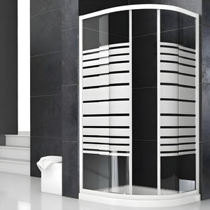 Ogomondo box doccia semicircolare bianco due ante cristallo temprato *** misure 77-79,5x77-79,5xh185 cm serigrafato, ...