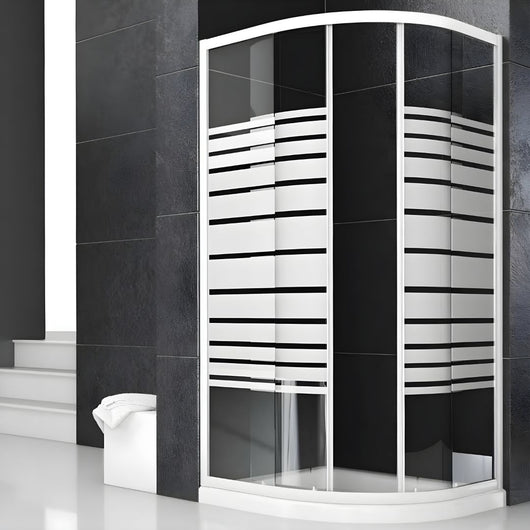 Ogomondo box doccia semicircolare bianco due ante cristallo temprato *** misure 77-79,5x77-79,5xh185 cm serigrafato, ...