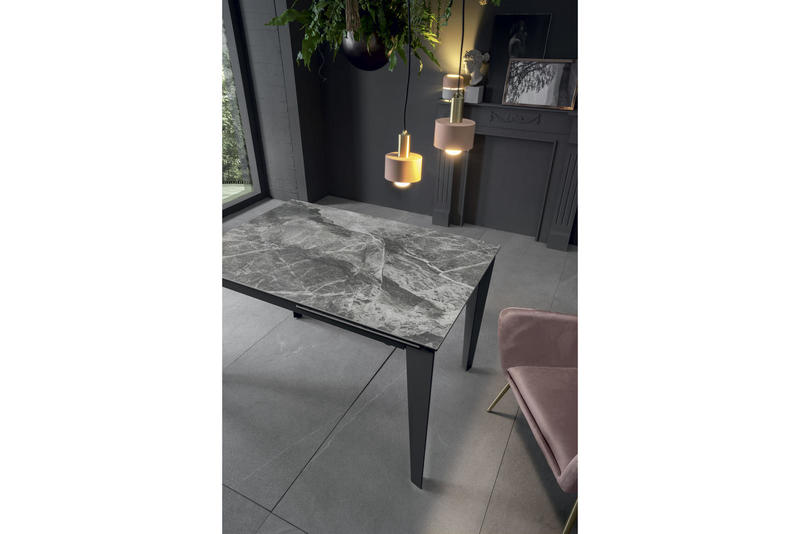 Tavolo Allungabile da 120cm a 170cm moderno Top in Ceramica su Vetro Temperato Marmo Antracite