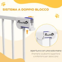 Cancelletto per Cani Taglia Media a 3 Pannelli con Doppio Sistema di Blocco, 206x90cm, Bianco