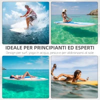 Tavola SUP Gonfiabile Stand Up Paddle con Pagaia Regolabile, Tavola da Surf con Accessori Inclusi, Blu 305x76x10cm