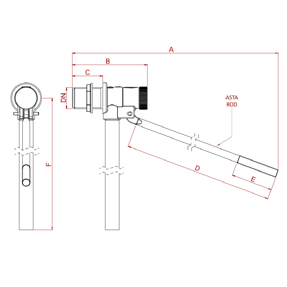 Galleggiante senza sfera farg ottone cromato tubo plastica *** misura 3/8, confezione 1