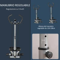 Stepper con Manubrio Regolabile, Monitor LCD ed Elastici, 55x53x118-128cm, Nero