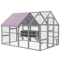 Pollaio recinto per galline, accessibile, resistente alle intemperie, 280 x 185,5 x 188 cm, Grigio