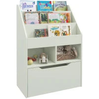 Piccola Libreria per Bambini con Ripiani e Cassetto in MDF, 60x29.9x90cm, Verde