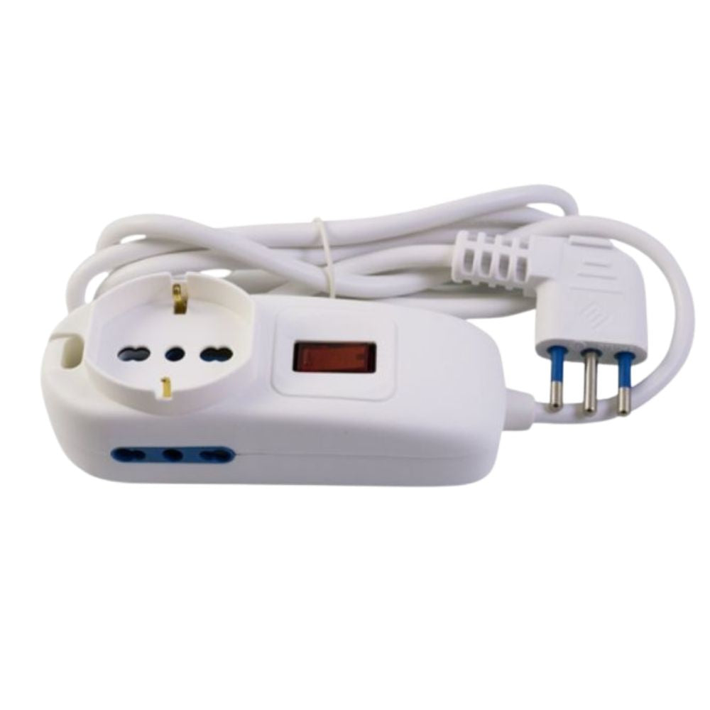 Multipresa 2 prese bipasso 10/16a universale shuko spina angolo 10a 1,5 metri