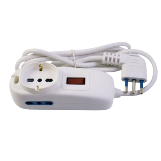 Multipresa 2 prese bipasso 10/16a universale shuko spina angolo 10a 1,5 metri