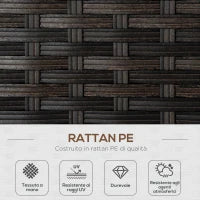 Divano da Giardino 2 Posti in Rattan PE con Cuscini, 132x70x74cm, Marrone