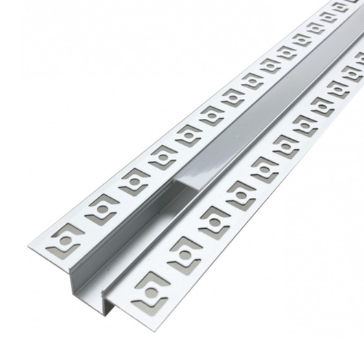 Profilo alluminio 2m per striscia led grigio con cover bianca