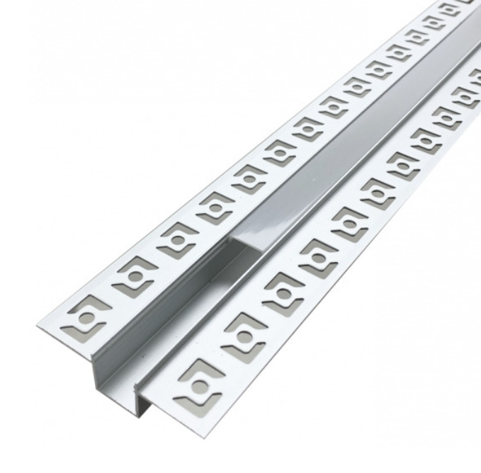 Profilo alluminio 2m per striscia led grigio con cover bianca