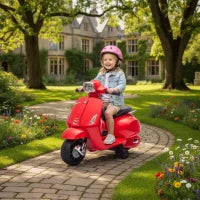 Moto elettrica per bambini 2-6 anni con batteria 6V, faro, clacson e ruote ausiliarie, Rosso