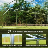 Gazebo da Giardino 10x5m con Pareti Rimovibili e Finestre, Acciaio e Poliestere
