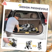 Passeggino per Cani Pieghevole in Tessuto con Cestino e Portabicchieri, 75x45x97cm - Grigio